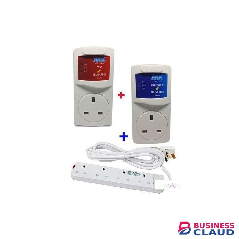 Power King Extension Power Cable > Fridge And TV Guards With A Small 4 Way Extension High And Low Voltage Protection