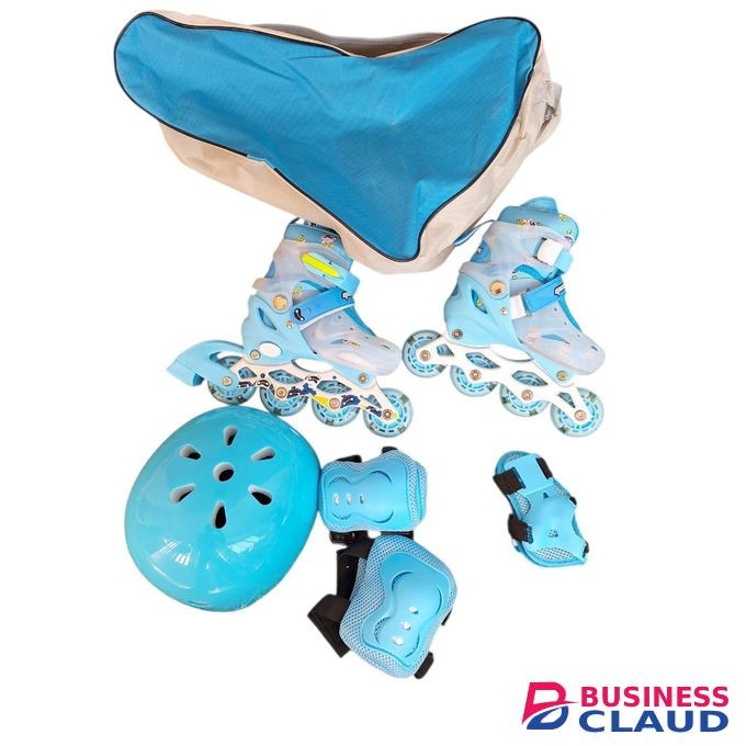 Rubber Wheels Roller Skates with Helmet and Guards