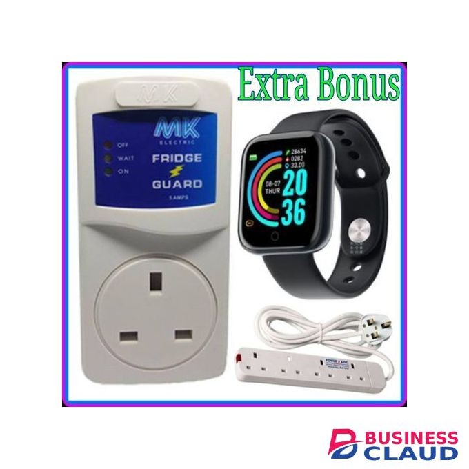 MK Fridge Guard+Free 4Way Power Extension+Smartwatch.