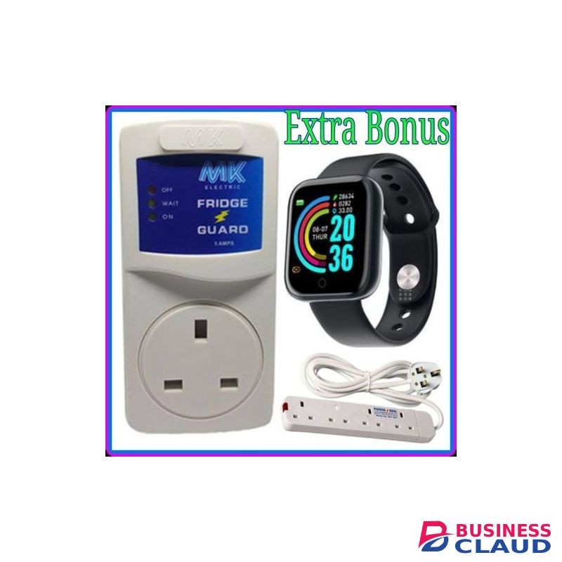MK Fridge Guard+Free 4Way Power Extension+Smartwatch.