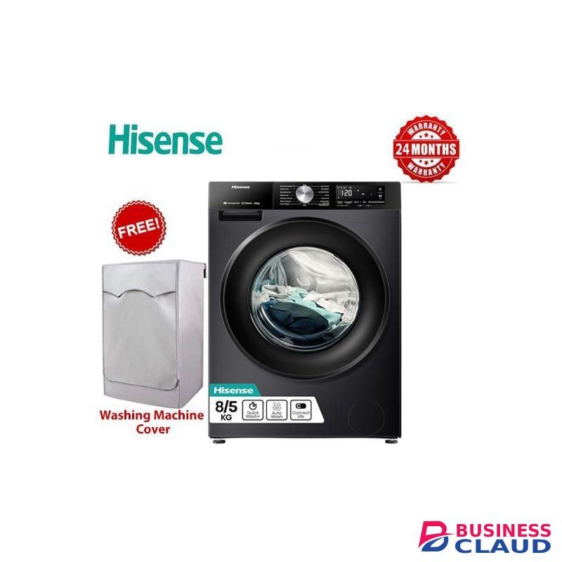 Hisense 8KG Automatic Front Load Washing Machine with Dryer, Smart Wash Technology – Grey