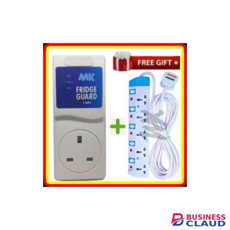 MK FRIDGE GUARD WITH FREE 5-WAY SOCKET – STRONG VOLTAGE PROTECTOR FOR HOME ELECTRONICS & KITCHEN USE