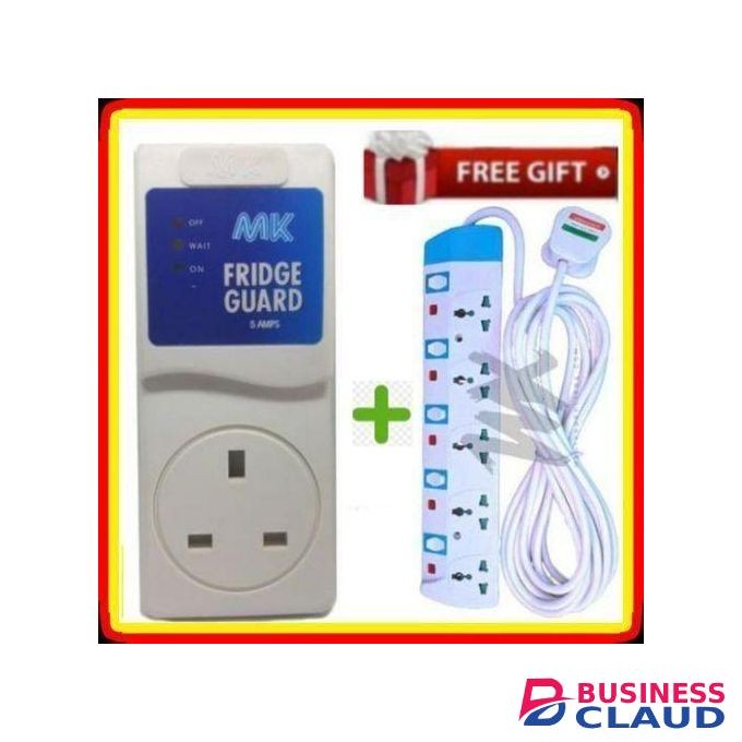 MK FRIDGE GUARD WITH FREE 5-WAY SOCKET – STRONG VOLTAGE PROTECTOR FOR HOME ELECTRONICS & KITCHEN USE