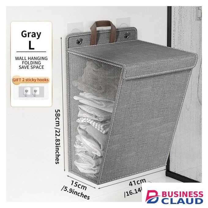 Foldable Adhesive Laundry Basket Hamper With Handle and Stickers