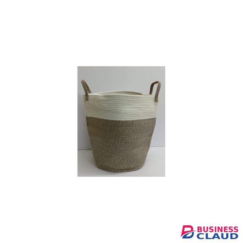 Medium Laundry Basket Decorative Woven Cotton Rope Storage Hamper with Handles