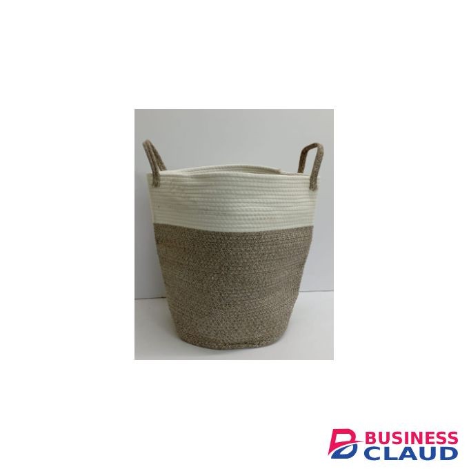 Medium Laundry Basket Decorative Woven Cotton Rope Storage Hamper with Handles