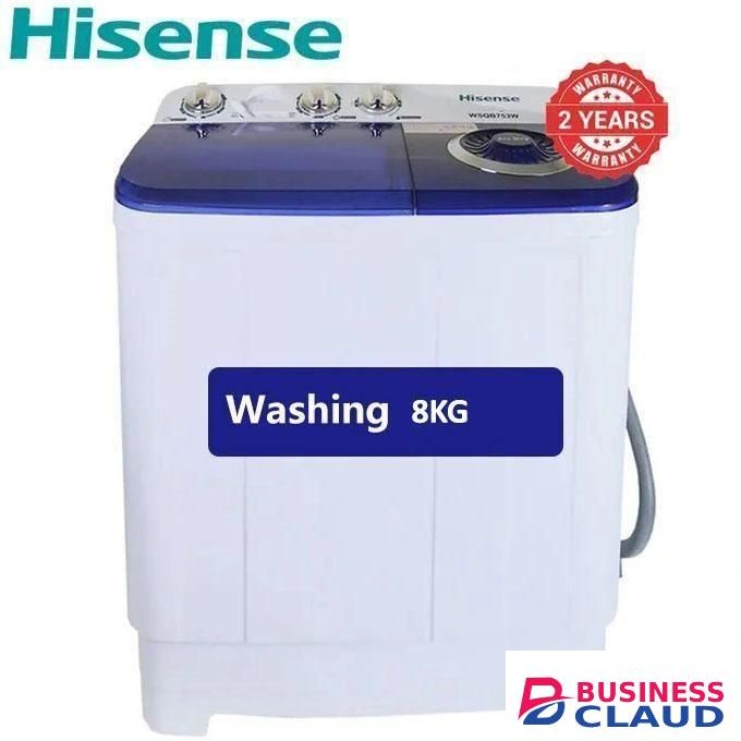 Hisense Twin Tub Washing Machine 8KG, WSBE801S, Low Noise + 2YRs Warranty