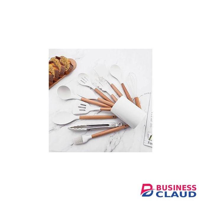 12pcs Silicone Spoons With Organizing Tin