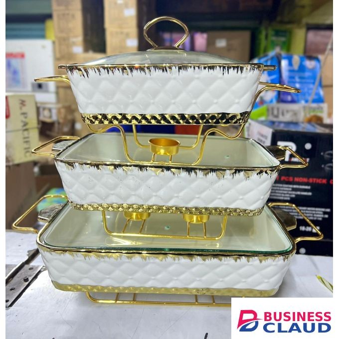 3pcs Ceramic Chaffing Dishes/ Food Warmers,