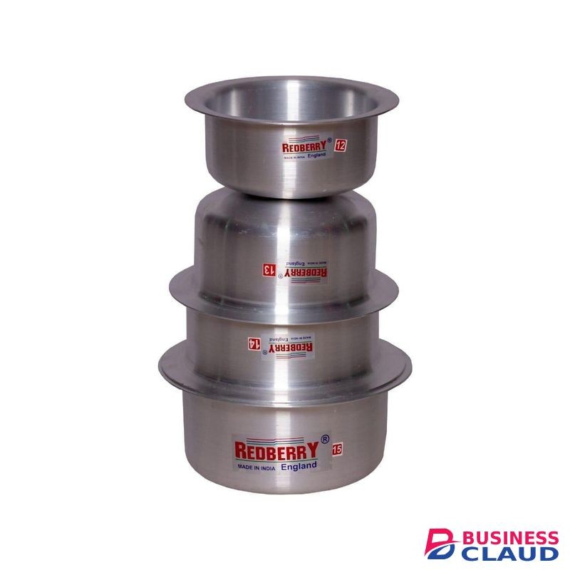 Redberry 4pcs from size 12 to 15 Premier Range of Aluminium Cooking Pots Set Stainless steel Sufurias