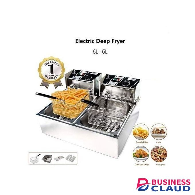 WNGREAT Professional 6L+6L Large Double Stainless Steel Deep Fryer
