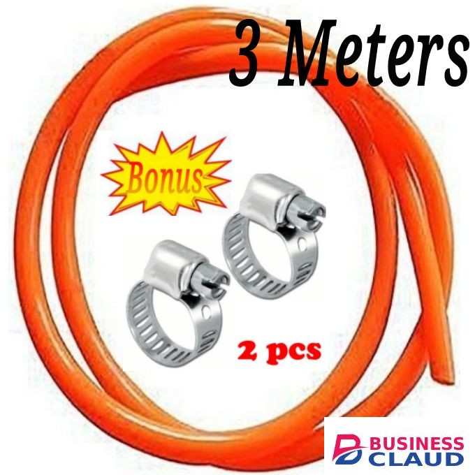 Durable Gas Delivery Hose Pipe 3Metres For Gas 13KG Regulator +Gas Safety Clips