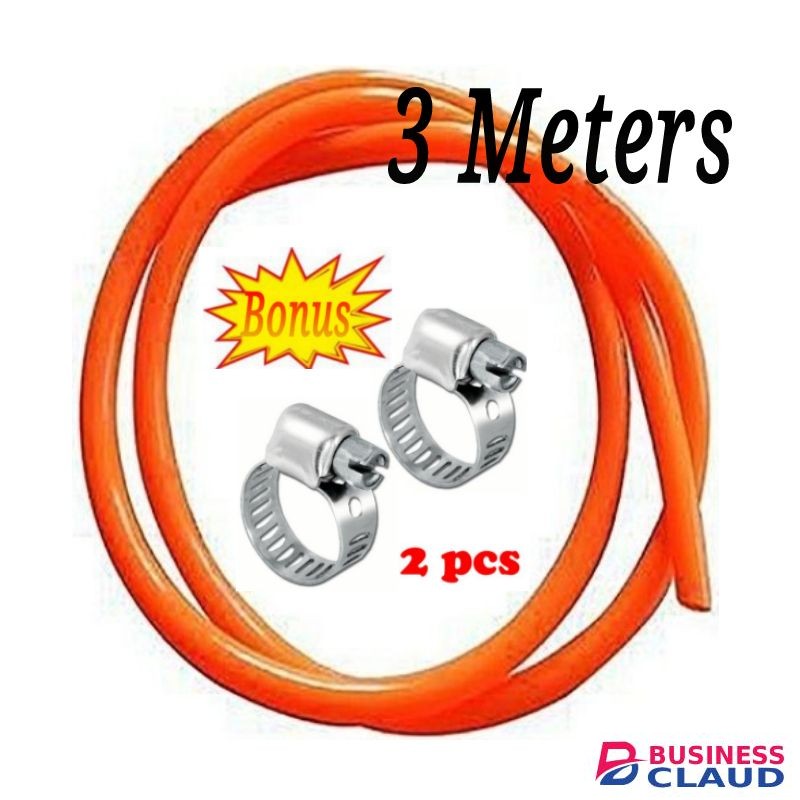 Durable Gas Delivery Hose Pipe 3Metres For Gas 13KG Regulator +Gas Safety Clips