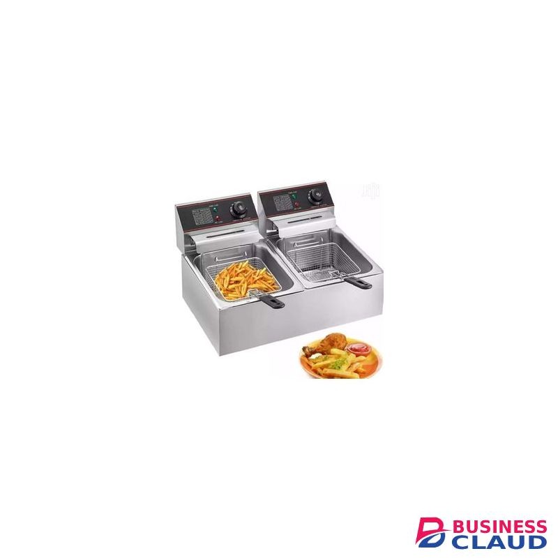 WNGREAT Commercial 6L+6L Large Double Stainless Steel Deep Fryer
