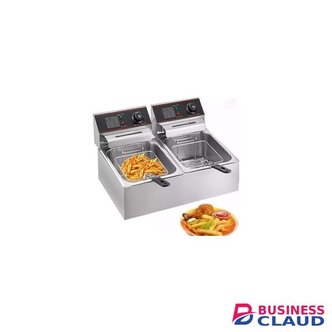 WNGREAT Commercial 6L+6L Large Double Stainless Steel Deep Fryer