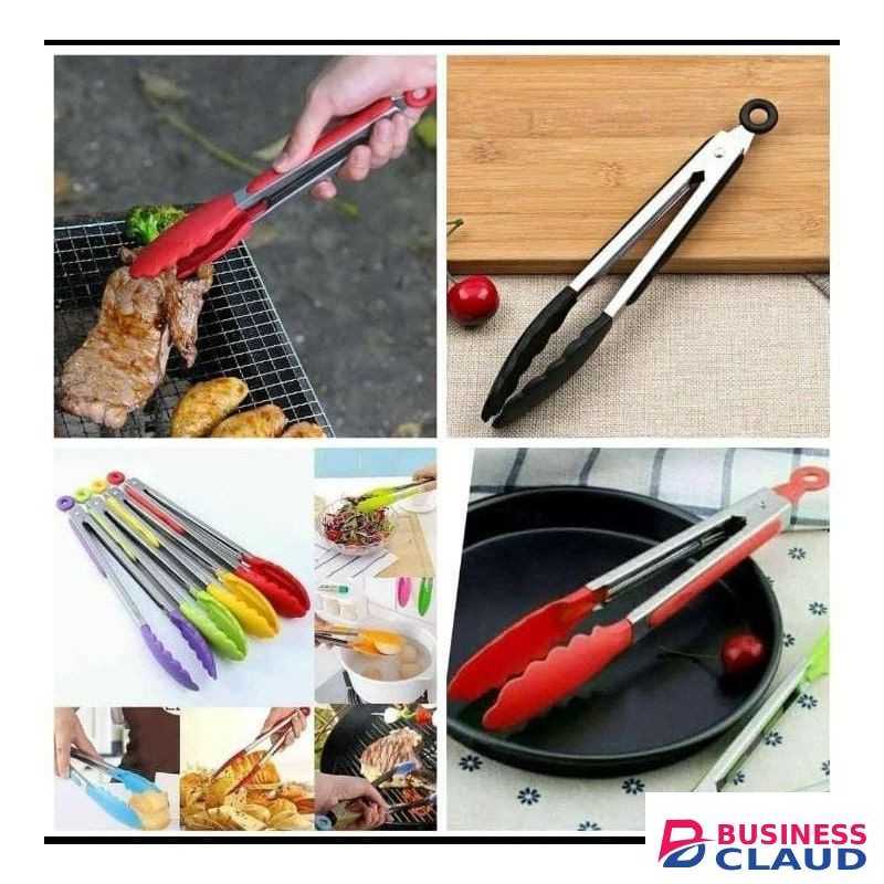 Silicon Cooking BBQ Serving Food Tongs