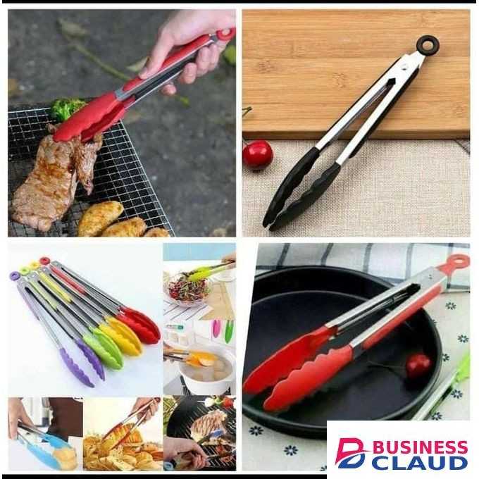 Silicon Cooking BBQ Serving Food Tongs