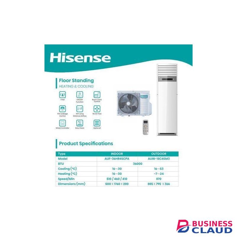 Hisense 36000 BTU (Heating & Cooling)Floor Standing Air Conditioner
