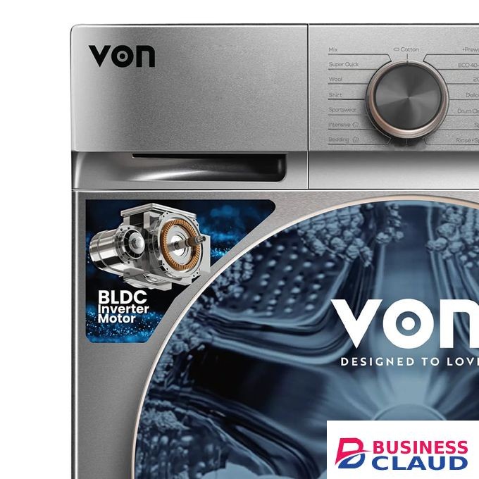 VON VWM-08FVTS Front Load Washing Machine - 8KG