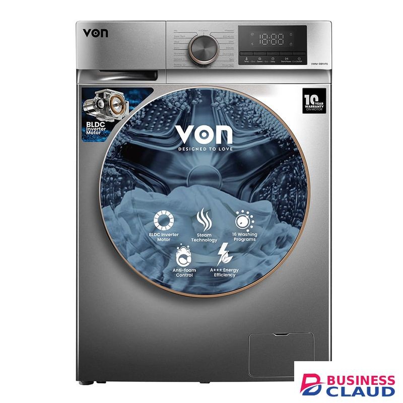 VON VWM-08FVTS Front Load Washing Machine - 8KG