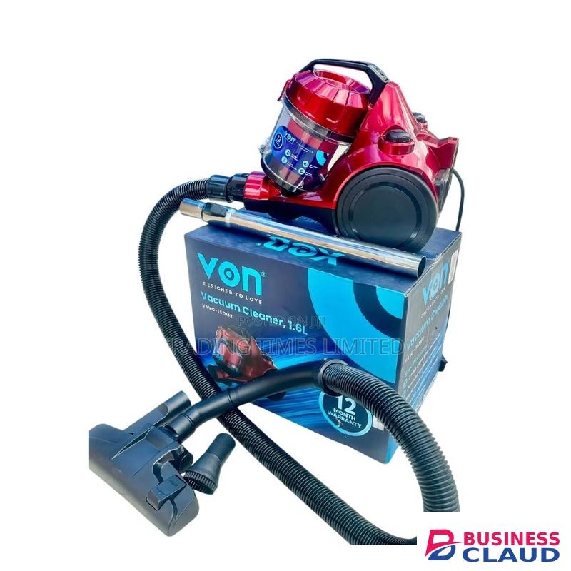 VON VAVC-16DMR Dry Bagless Vacuum Cleaner, 1.6L, 1200W - Red (1YR WRTY)