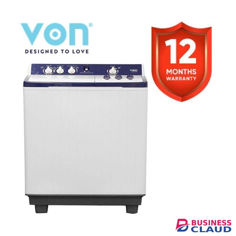 VON VWM-10AHK Twin Tub Washing Machine, White - 10KG