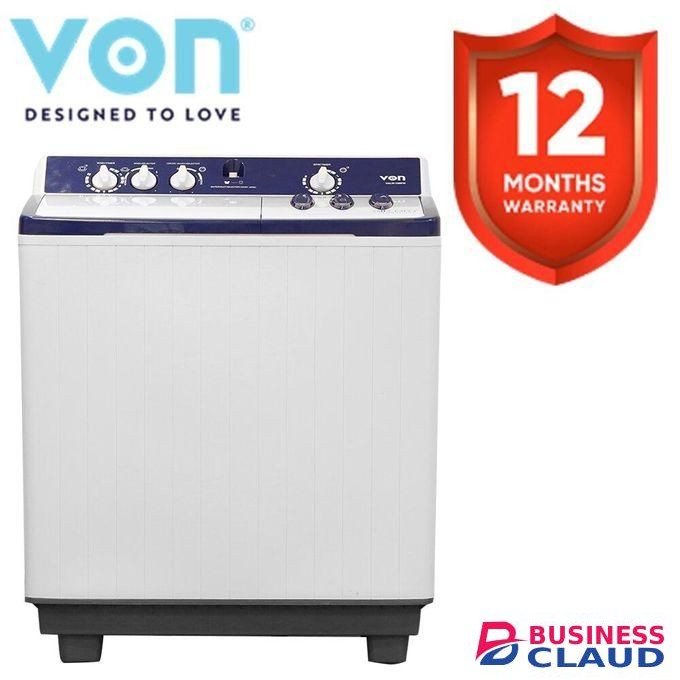 VON VWM-10AHK Twin Tub Washing Machine, White - 10KG