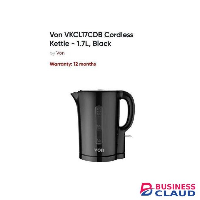 VON VKCL17CDB Cordless Kettle 1.7litres