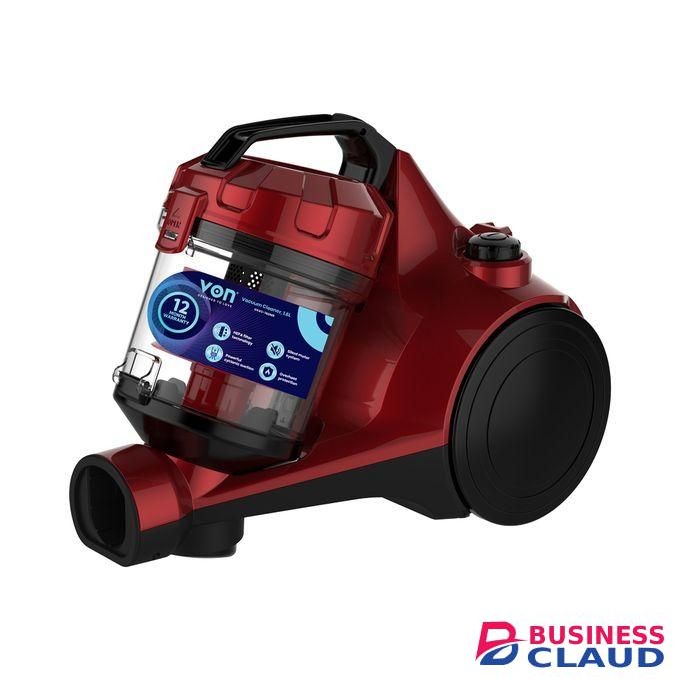 VON VAVC-16DMR Vacuum Cleaner Bagless, 1.6L - Red