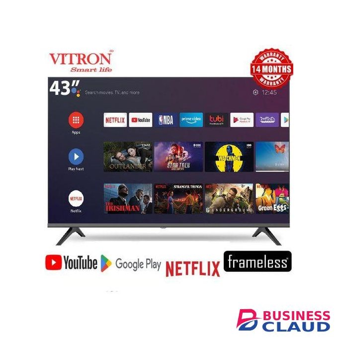 Vitron 43"inch -/BLUETOOTH TV/FHD Frameless Smart& Digital Android TV InbuiltDecoder