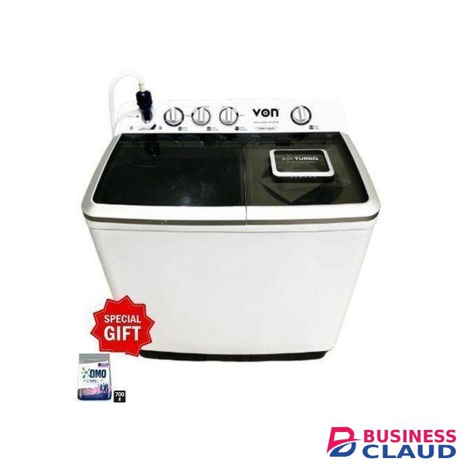 VON 13KG Washing Machine Semi Automatic Twin Tub Free Water Filter 1Yr Warranty (Fit Duvet)