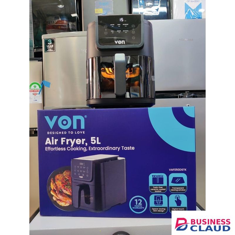 VON Digital Air Fryer 5 Litres Slim Design