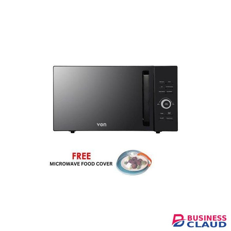 VON Digital Grill Microwave Black Extra Large Cavity Space Strong Glass Door End Signal