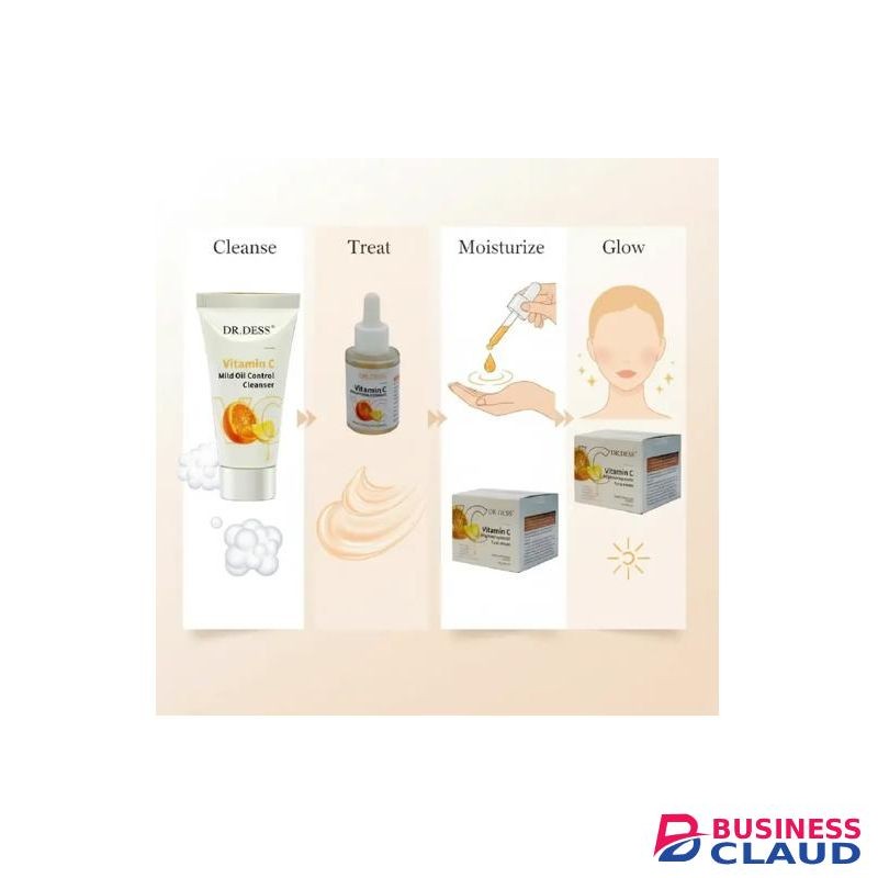 Dr. Dess Vitamin C package: Face Serum30ml, Face Cream 50ml & Face Cleanser 100ml Variation 180ml