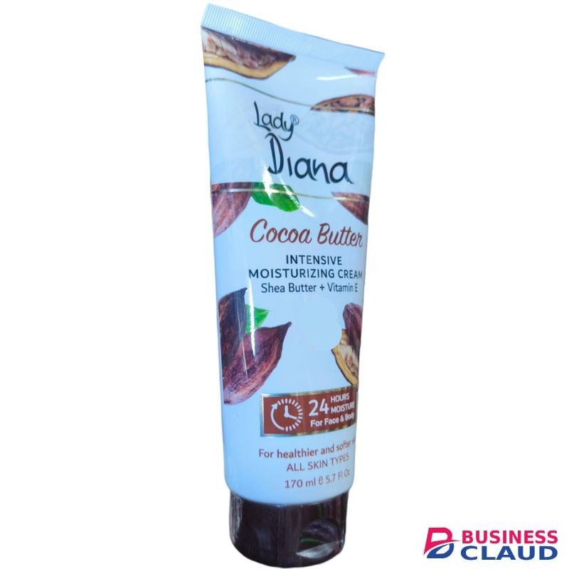 Lady Diana Cocoa Butter Intensive Moisturizing Cream With Shea Butter + Vitamin E For All Skin Types & Healthier & Softer Skin bc