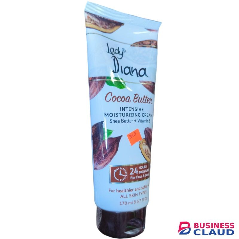 Lady Diana Cocoa Butter Intensive Moisturizing Cream With Shea Butter + Vitamin E For All Skin Types & Healthier & Softer Skin bc