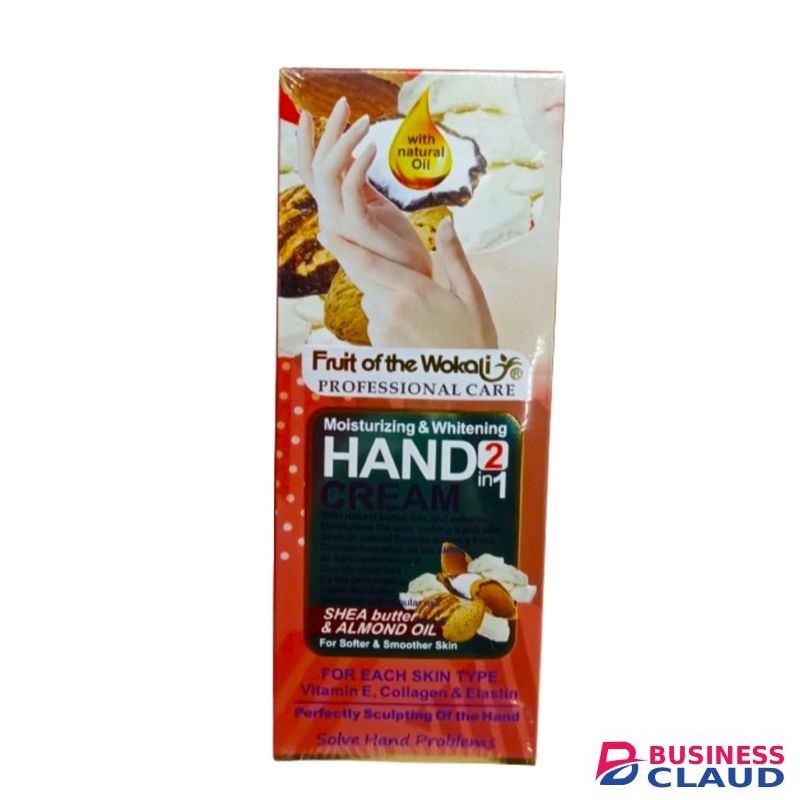 Fruit Of The Wokali 2in1 Hand Cream with Shea butter & Almond Oil, Vitamin E, Collagen, Exfoliating