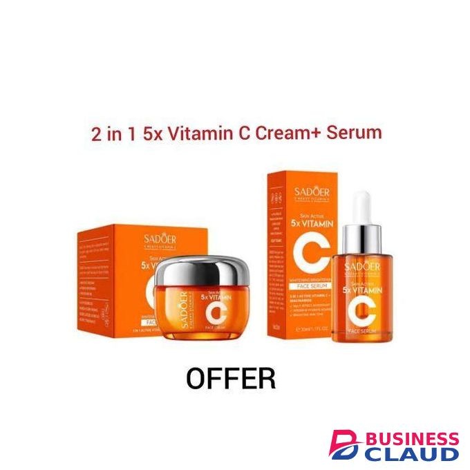 SADOER 2-in-1 Skin Active 5x Vitamin C Serum and Complementary 5x Vitamin C Cream set.