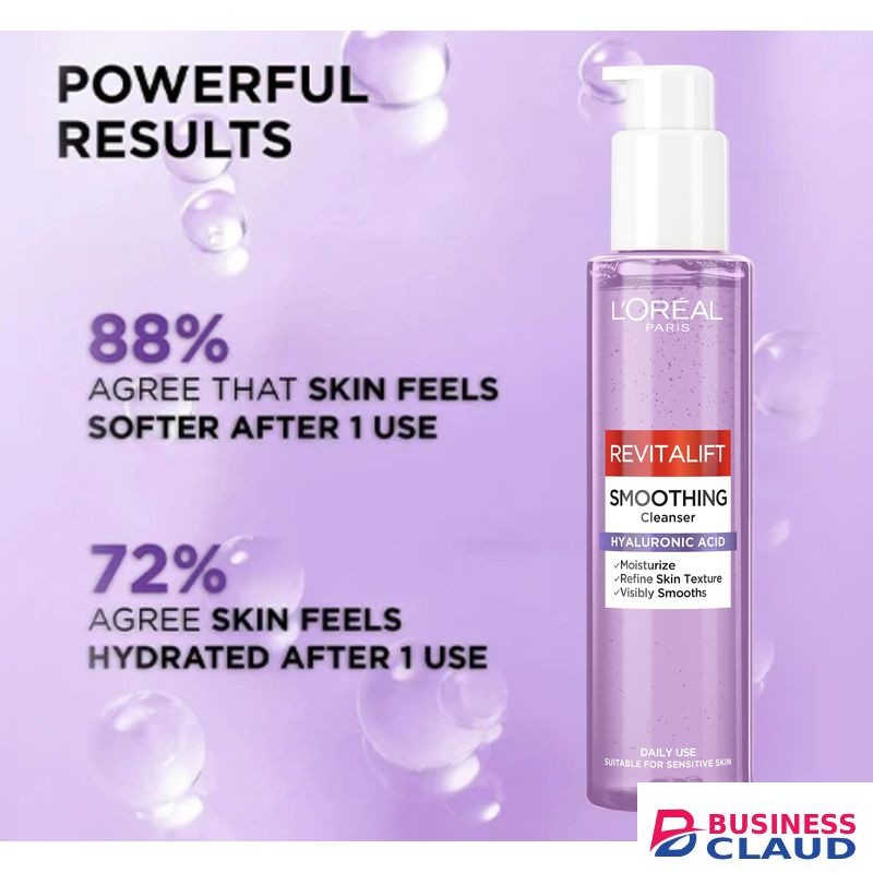 L'Oréal Revitalift Filler Smoothing Face Wash Cleanser, Infused with Hyaluronic Acid, Skin Feels Moisturized, Refines Skin Texture, Visibly Smooths SKin, 150ml