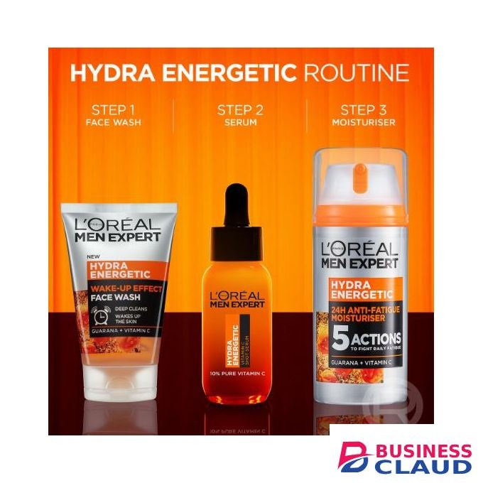 L'Oréal Men Expert Hydra Energetic Wake-Up Effect Face Wash, Deep Cleans and Wakes up the Skin, Infused with Guarana + Vitamin C for Dull and Tired-Looking Skin, Cleanses Pores and Energises Skin, 100ml