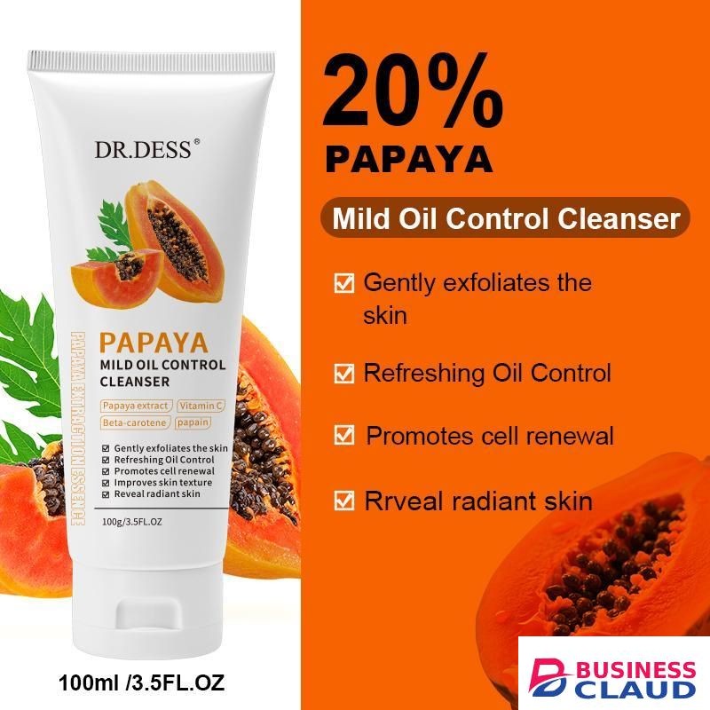 DR.DESS Papaya Face Cleanser Mild Oil Control Cleanser improves skin texture reduce hyperpigmentation Hydrates the skin 100g gently exfoliates the skin , refreshing oil control