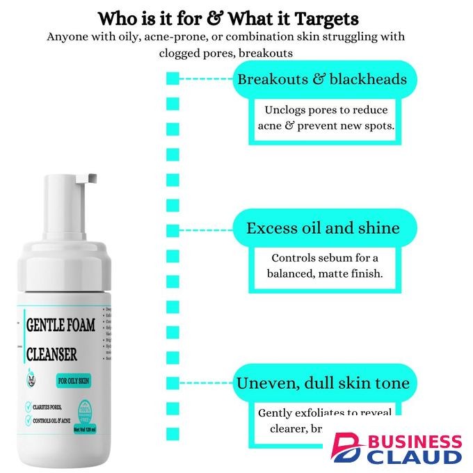 Mekis Gentle Foam Facial Cleanser - For Oily Skin,Deeply cleanses pores,Controls excess oil,Helps prevent acne