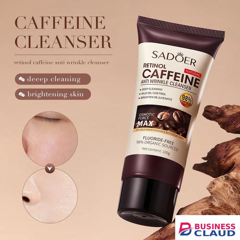 SADOER 2 in 1, Face Wash Retinol Caffeine Anti Wrinkles Cleanser + Vitamin C Face Brightening Cleanser
