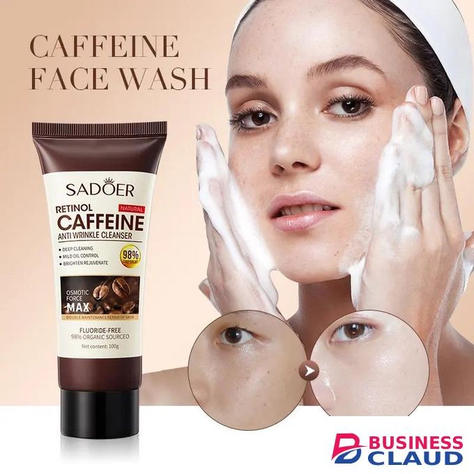 SADOER 2 in 1, Face Wash Retinol Caffeine Anti Wrinkles Cleanser + Vitamin C Face Brightening Cleanser