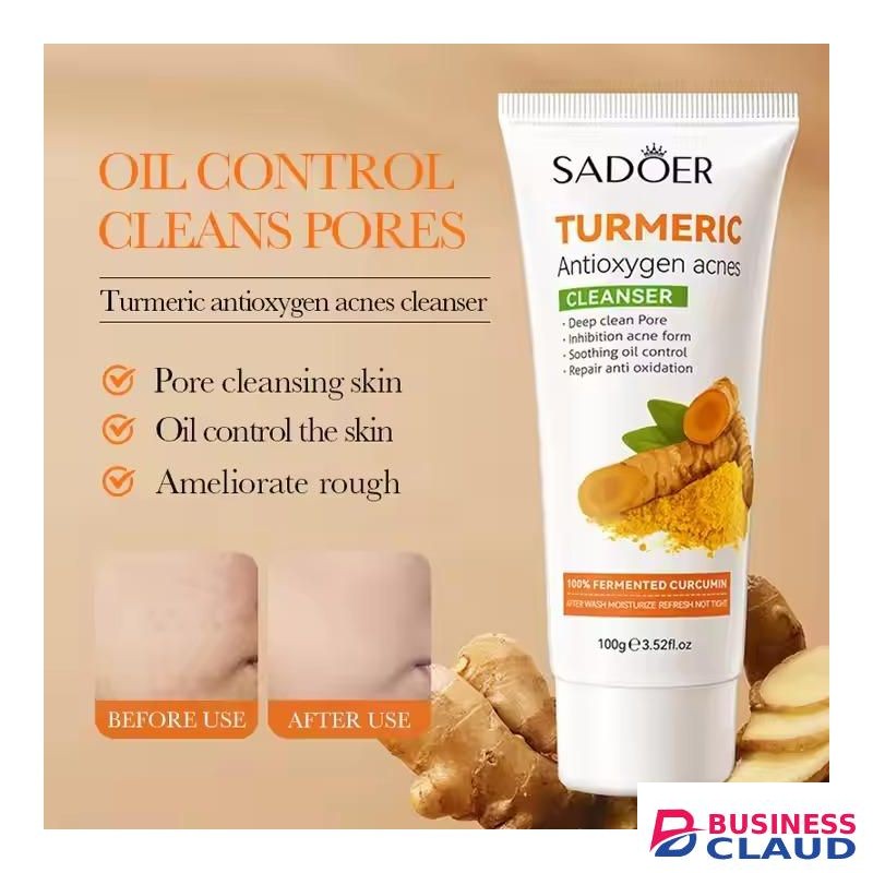 SADOER Turmeric Face Wash,Turmeric Facial Cleanser,Foaming Facial Cleanser,Deep cleansing of facial skin,Turmeric Foaming Cleanser for All Skin