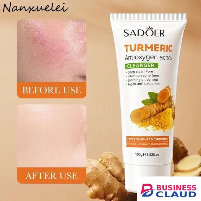 SADOER Turmeric Face Wash,Turmeric Facial Cleanser,Foaming Facial Cleanser,Deep cleansing of facial skin,Turmeric Foaming Cleanser for All Skin