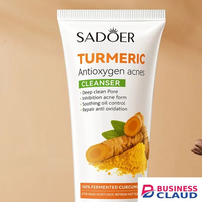 SADOER Turmeric Face Wash Cleanser with Oil Control,Antioxidant Protection And Soothing Beauty Cleanser Removal Acne Foam Facial Cleanser Skin Care