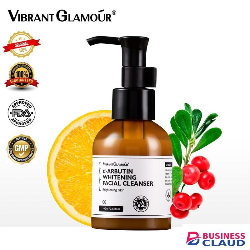 Vibrant Glamour Alpha Arbutin Whitening Facial Cleanser 100ml – Brightening Foam Cleanser With Niacinamide, Vitamin C & Amino Acids