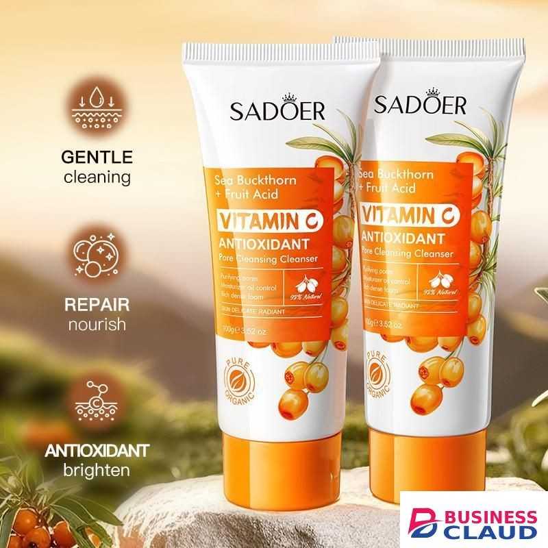 SADOER Vitamin C Pore Cleansing Cleanser, Anti Oxidant Sea Buckthorn and Fruit Acid Cleanser