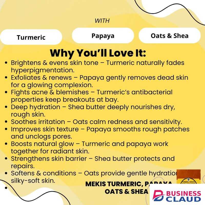 Mekis Turmeric, Papaya, Oats & Shea Butter Soap – Glow & Nourish Naturally,100g - 1 piece